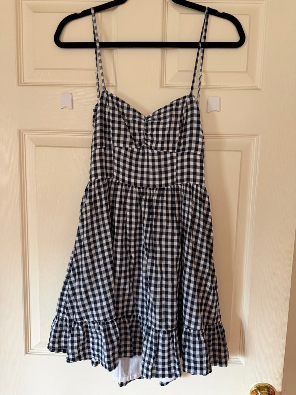 Americab Eagle Navy & White Gingham Spaghetti Strap Mini dress